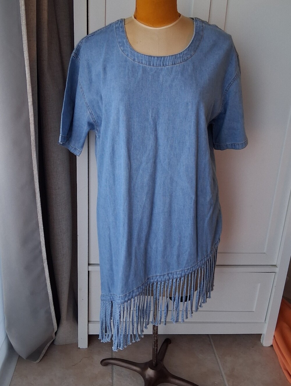 VNT CMC Asymmetrical Denim Chambray Tunic Top Dress Sz M